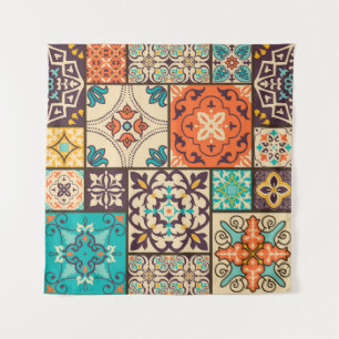 Kleurrijke Islamitische Patchwork:  Tegel. Wandkleed