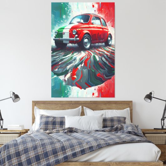 Kleurrijke Italiaanse Classic Fiat 500 Canvas Afdruk (Insitu (Slaapkamer))