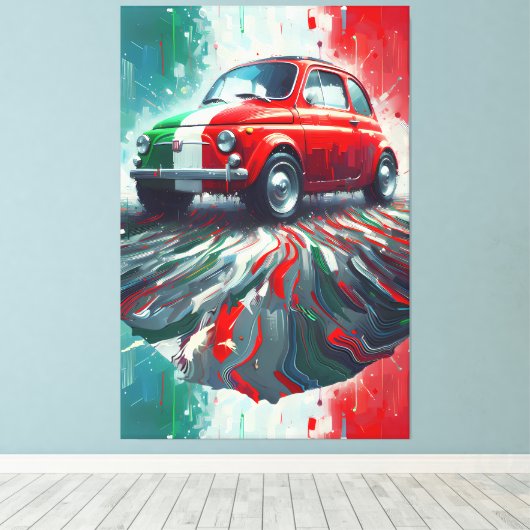 Kleurrijke Italiaanse Classic Fiat 500 Canvas Afdruk (Insitu (Houten vloer))