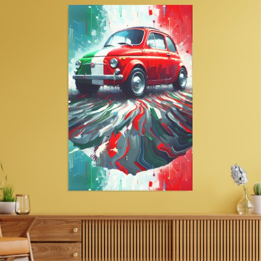 Kleurrijke Italiaanse Classic Fiat 500 Canvas Afdruk (Insitu (Woonkamer))