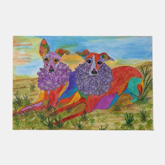 Kleurrijke Italiaanse Greyhound Deur Mat 18 "x 24" (Voorkant)