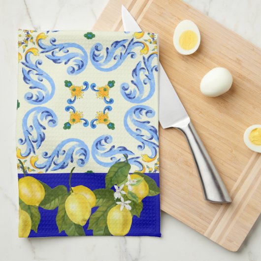  kleurrijke italiaanse Tegel look keukenhanddoek (Quarter Fold)