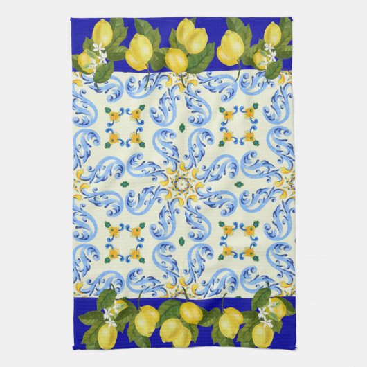 kleurrijke italiaanse Tegel look keukenhanddoek (Verticaal)