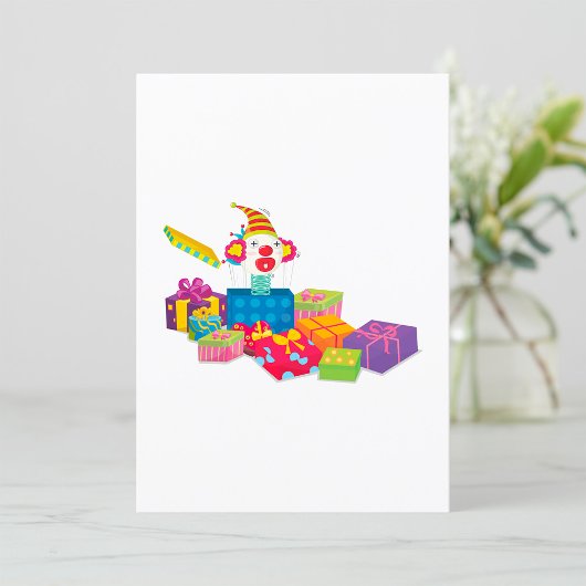Kleurrijke Jack-in-the-box-clown Kaart