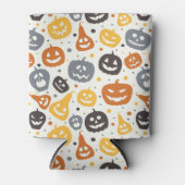 Kleurrijke Jack-O'-Lantern gezichten patroon Blikjeskoeler (Voorkant)