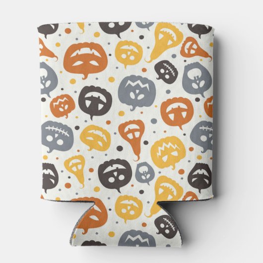 Kleurrijke Jack-O'-Lantern gezichten patroon Blikjeskoeler (Achterkant)