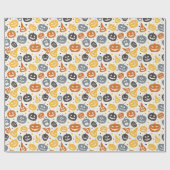 Kleurrijke Jack-O'-Lantern gezichten patroon Cadeaupapier (Vlak)