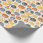 Kleurrijke Jack-O'-Lantern gezichten patroon Cadeaupapier (Hoek)
