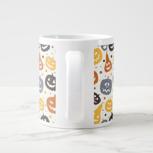 Kleurrijke Jack-O'-Lantern gezichten patroon Grote Koffiekop (Achterkant)