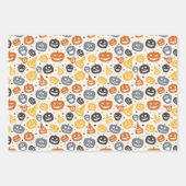 Kleurrijke Jack-O'-Lantern gezichten patroon Inpakpapier Vel (Voorkant 3)