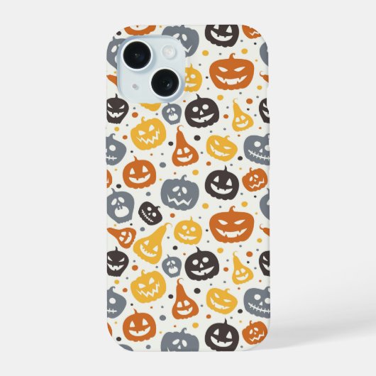 Kleurrijke Jack-O'-Lantern gezichten patroon iPhone 15 Case (Achterkant)