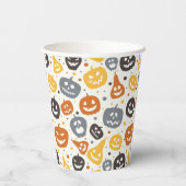 Kleurrijke Jack-O'-Lantern gezichten patroon Papieren Bekers (Achterkant)