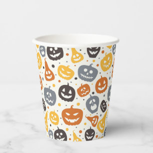 Kleurrijke Jack-O'-Lantern gezichten patroon Papieren Bekers