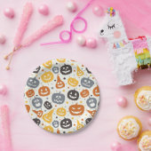 Kleurrijke Jack-O'-Lantern gezichten patroon Papieren Bordje (Feest)