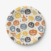 Kleurrijke Jack-O'-Lantern gezichten patroon Papieren Bordje (Voorkant)