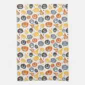 Kleurrijke Jack-O'-Lantern gezichten patroon Theedoek (Verticaal)