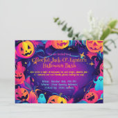 🎃Kleurrijke Jack-O’-Lantern Halloween Feest Kaart (Staand voorkant)