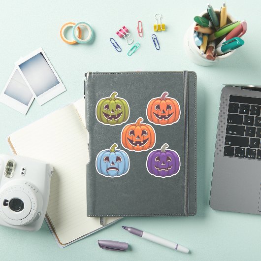 Kleurrijke Jack-o’-Lantern Scrapbook Stickers Blad (iPad Cover)