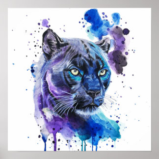 Kleurrijke Jaguar Waterverf Kunstwerk Poster