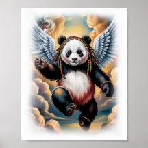 Kleurrijke Jamaicaanse Panda Engel op een Witte