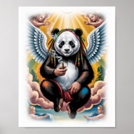 Kleurrijke Jamaicaanse Panda met Engelen op een Wi Poster