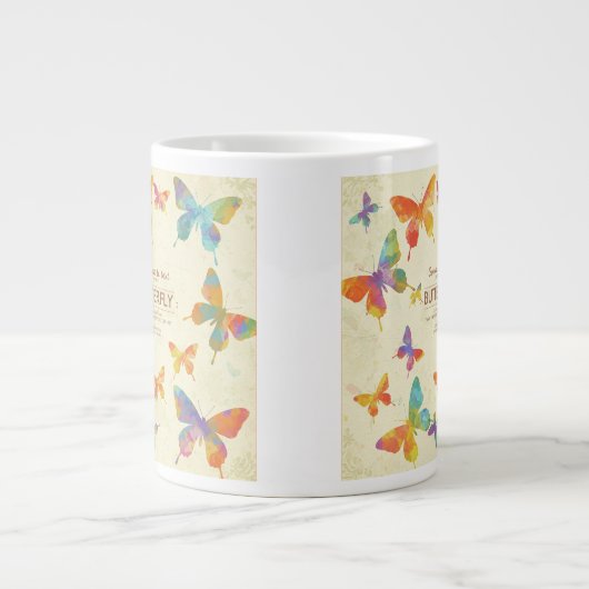 Kleurrijke Jambo Jug Design met Abstracte Butterfl Grote Koffiekop (Voorkant)