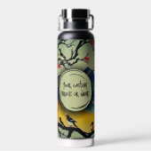 Kleurrijke japans Waterverf Natuur Scene Birds Waterfles (Achterkant)