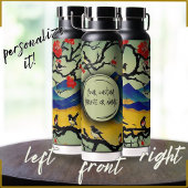 Kleurrijke japans Waterverf Natuur Scene Birds Waterfles