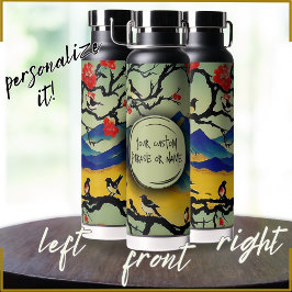 Kleurrijke japans Waterverf Natuur Scene Birds Waterfles