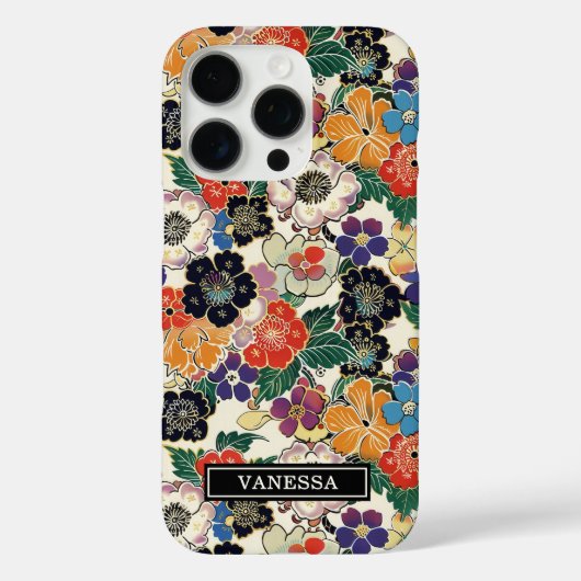 Kleurrijke Japanse Bloemen Geborduurd Case-Mate iPhone Case (Achterkant)