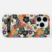 Kleurrijke Japanse Bloemen Geborduurd Case-Mate iPhone Case (Achterkant (horizontaal))