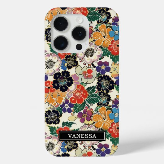 Kleurrijke Japanse Bloemen Geborduurd Case-Mate iPhone Case (Achterkant)