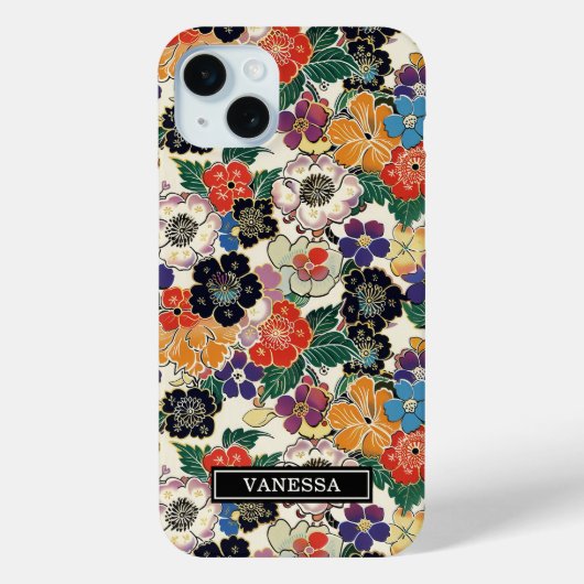 Kleurrijke Japanse Bloemen Geborduurd Case-Mate iPhone Case (Achterkant)