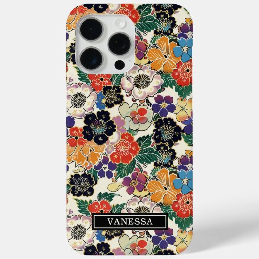 Kleurrijke Japanse Bloemen Geborduurd Case-Mate iPhone Case (Achterkant)
