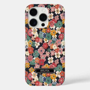 Kleurrijke Japanse Bloemendruk Monogram iPhone 16 Pro Hoesje
