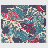 Kleurrijke japanse Koi/karper in de golfnaadloze Cadeaupapier (Vlak)