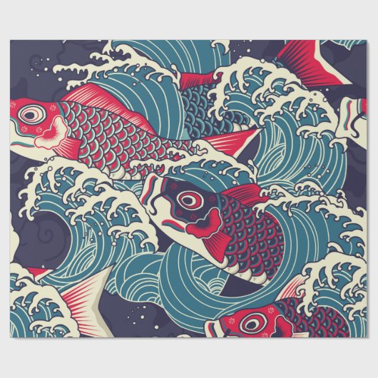 Kleurrijke japanse Koi/karper in de golfnaadloze Cadeaupapier (Vlak)
