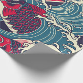 Kleurrijke japanse Koi/karper in de golfnaadloze Cadeaupapier (Hoek)