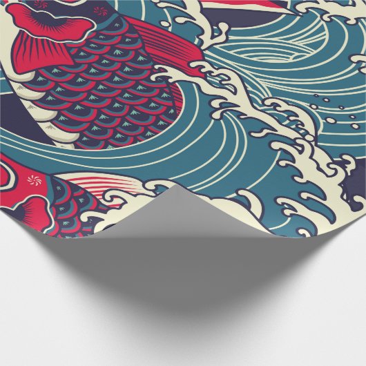 Kleurrijke japanse Koi/karper in de golfnaadloze Cadeaupapier (Hoek)