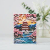 Kleurrijke Japanse Landschapsachtergrond Feestdagenkaart (Staand voorkant)