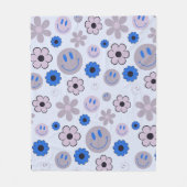 Kleurrijke jaren 70 Groovy Flower Smile Gezichtspa Fleece Deken (Voorkant)