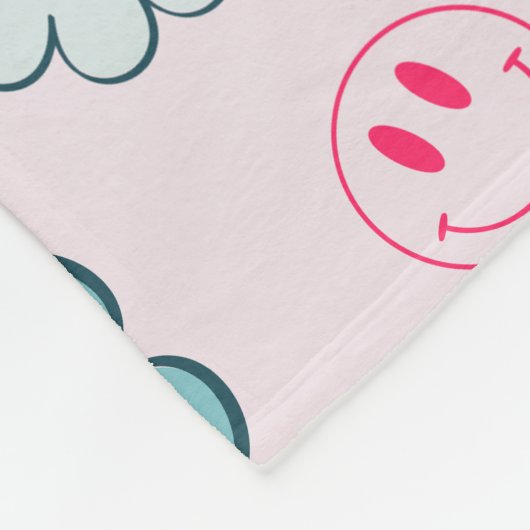 Kleurrijke jaren 70 Groovy Flower Smile Gezichtspa Fleece Deken (Hoek)