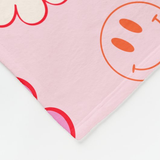 Kleurrijke jaren 70 Groovy Flower Smile Gezichtspa Fleece Deken (Hoek)