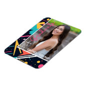 Kleurrijke jaren 80 Retro Bright Afstuderen Aankon Magneet (Linkerzijde)