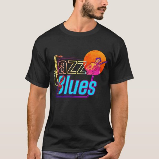 Kleurrijke Jazz & Blues Vibes T-shirt (Voorkant)
