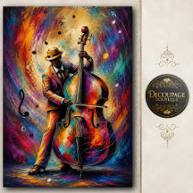 Kleurrijke Jazzbasspeler Decoupage