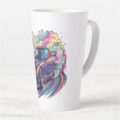 Kleurrijke JDM sportauto driftende neon bandenrook Latte Mok (Rechterhoek)