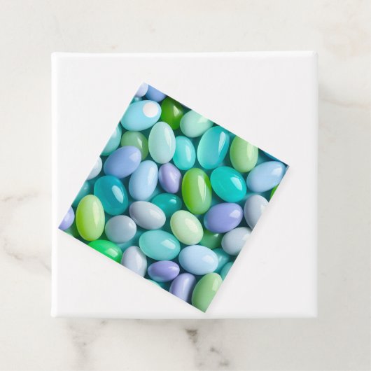 Kleurrijke Jelly Bean Art Gift Labels (In situ)