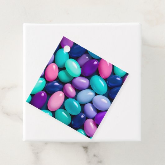 Kleurrijke Jelly Bean Art Gift Labels (In situ)