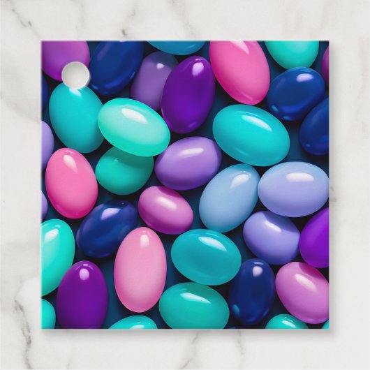 Kleurrijke Jelly Bean Art Gift Labels (Voorkant)